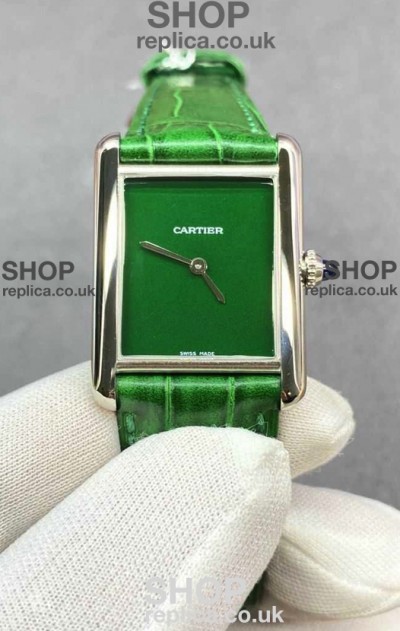 Cartier Tank Louis 25MM Swiss Quartz Green Dial Watch 