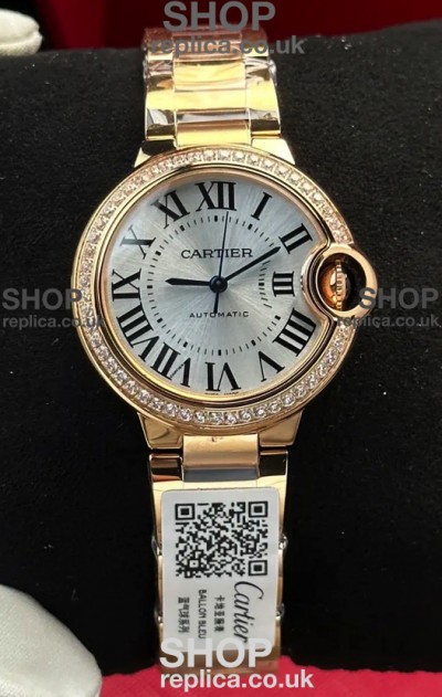 Ballon De Cartier Automatic 33MM Rose Gold Super Clone Watch 