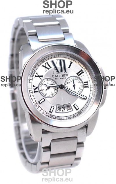 Calibre De Cartier Japanese Automatic Watch in White Dial