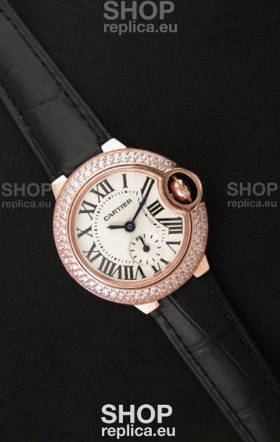 Cartier Swiss Ladies Replica Watch in Rose Gold Casing