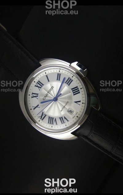 Cle De Cartier Watch 40MM Steel Case with Leather Steap - 1:1 Mirror Replica Watch