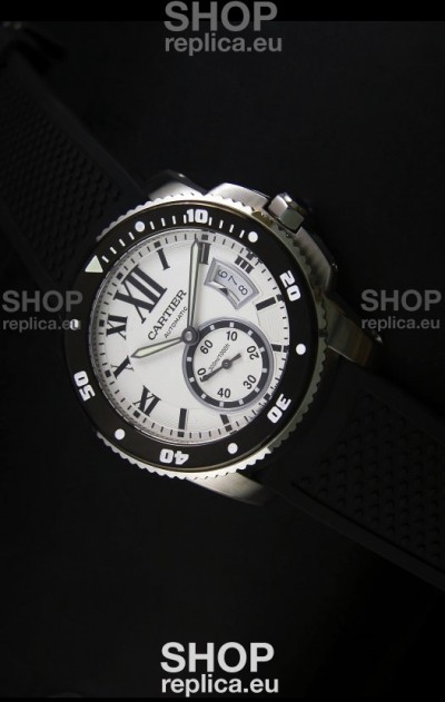 Calibre De Cartier Watch 42MM White Dial Steel Case - 1:1 Mirror Replica Watch