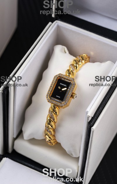 Chanel Premiere Galon Gold Diamonds Swiss Quartz Watch 