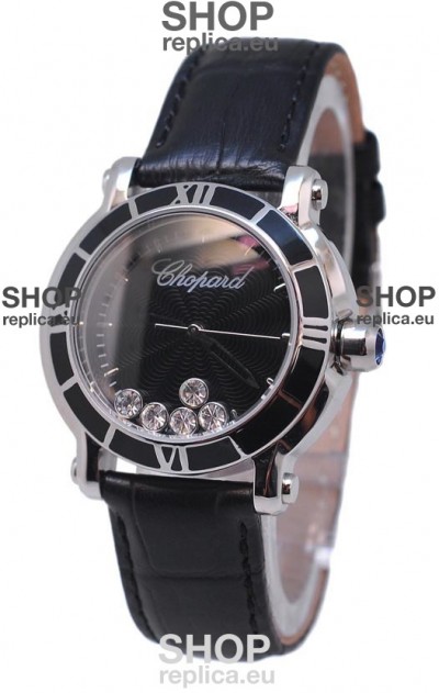 Chopard Happy Sport Star Shaped Diamonds Swiss Watch in Black Dial