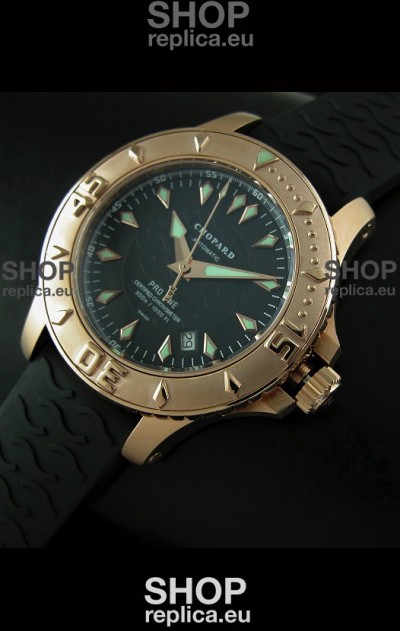 Chopard LUC Pro One Chronometer Swiss Replica Rose Gold Watch in Black Dial