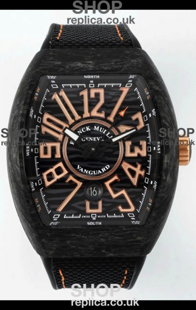 Franck Muller Super Clone Vanguard V45 Racing Carbon Watch in Nylon Strap