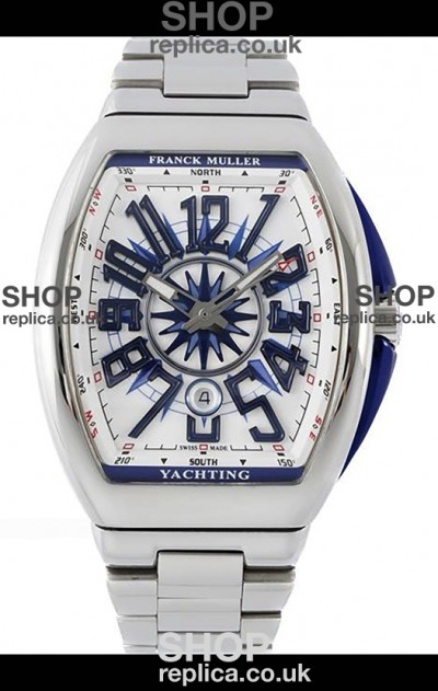 Franck Muller Vanguard Yachting V45 Stainless Steel White Dial Swiss Replica Watch