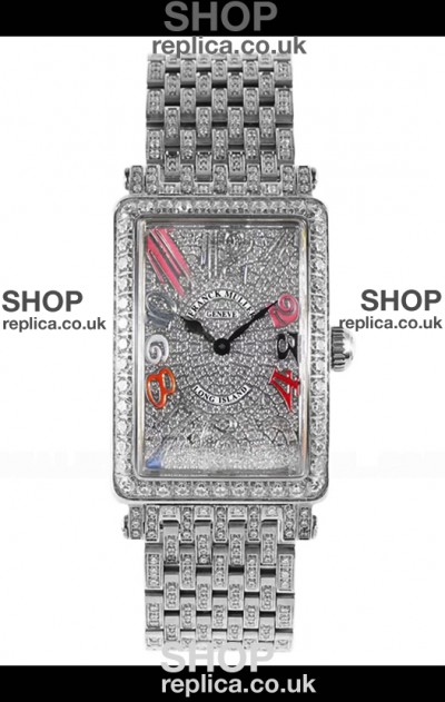 Franck Muller Long Island Color Dreams Stainless Steel Diamonds Swiss Replica Watch 