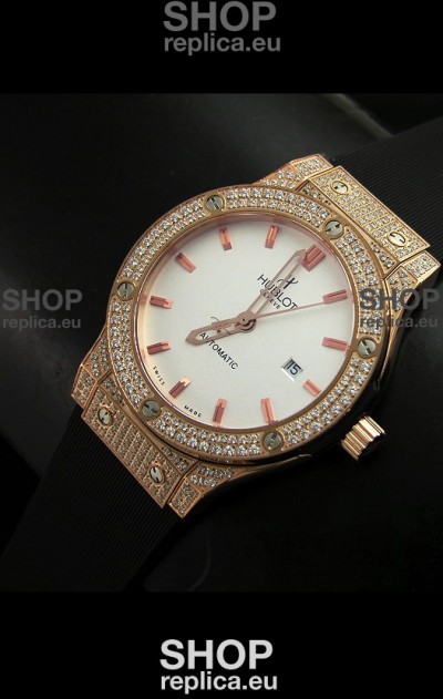 Hublot Big Bang Classic Fusion Swiss Watch in Diamonds Embedded Case