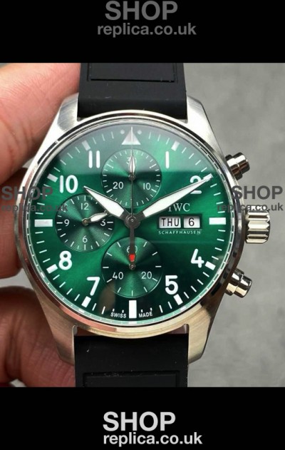 IWC PILOT'S Chronograph Green Dial Rubber Strap Super Clone Watch 