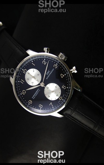 IWC Portuguese Chronograph Swiss Replica Watch in Steel Case - 1:1 Mirror Replica Edition