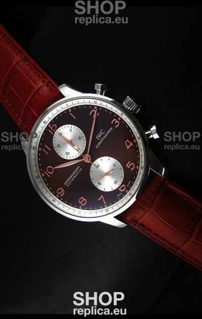IWC Portuguese Chronograph Swiss Replica Watch in Steel Case - 1:1 Mirror Replica Edition