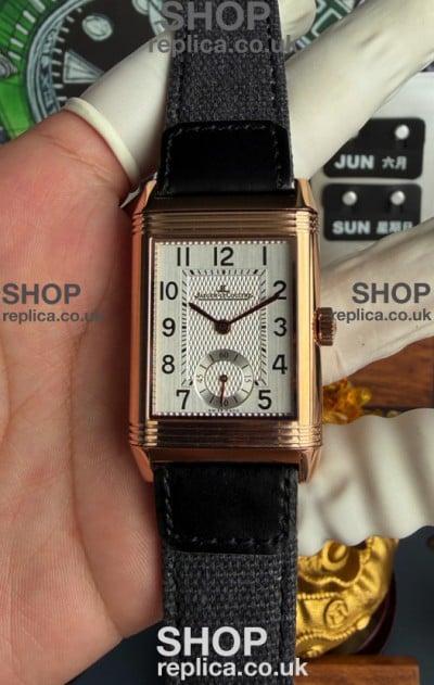 Jaeger-LeCoultre Reverso Tribute Duoface Rose Gold White & Grey Dial Super Clone Watch 