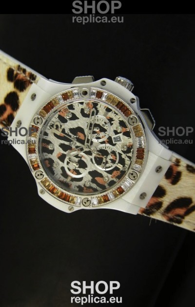 Hublot Big Bang White Zebra Bang Edition in White PVD Case 34MM Watch