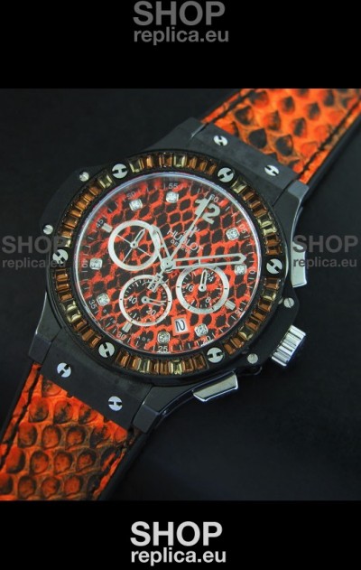 Hublot Big Bang 34MM Ladies Watch in Quartz Movement - Orange Dial/Strap