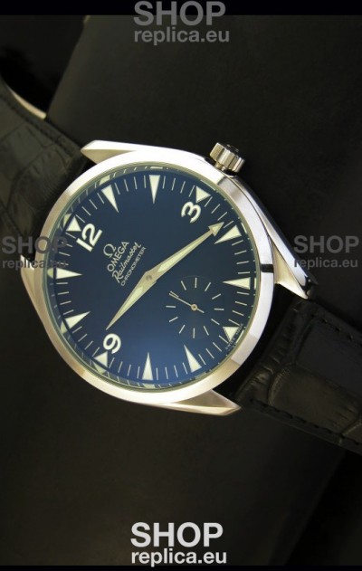 Omega Seamaster Railmaster Japanese Replica Watch in Black Leather Strap