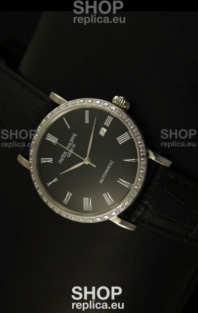 Patek Philippe Calatrava 5120 Swiss Replica Watch in Steel Casing - Roman Hours
