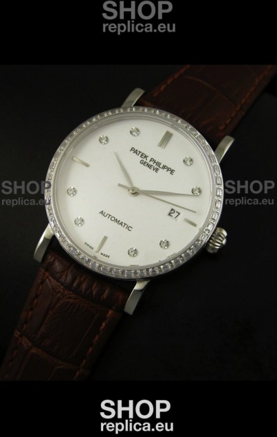 Patek Philippe Calatrava 5298 Swiss Replica Watch in Steel Casing - Diamonds Hours