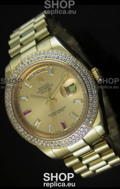 Rolex Day Date II 41MM Swiss Replica Watch - Gold Dial - 1:1 Mirror Replica Watch 