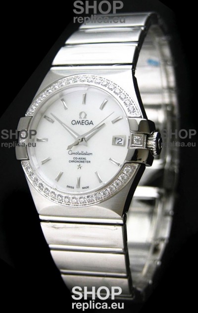 Omega Constellation Mens Swiss Automatic Watch in White Dial - 1:1 Mirror Replica 