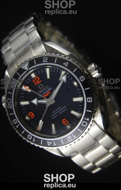 Omega Planet Ocean GMT Black Swiss Replica Watch - 1:1 Ultimate Mirror Edition