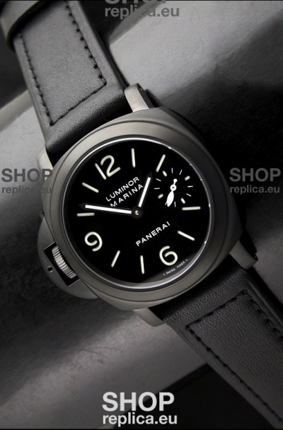 Panerai Luminor Marina Left Hand Wind PVD Swiss Watch - Leather Strap