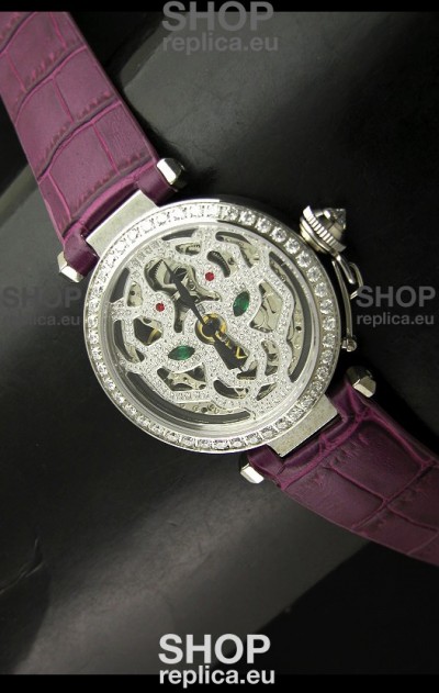 Cartier Pasha Ladies Replica Watch in Skelton Diamond Dial