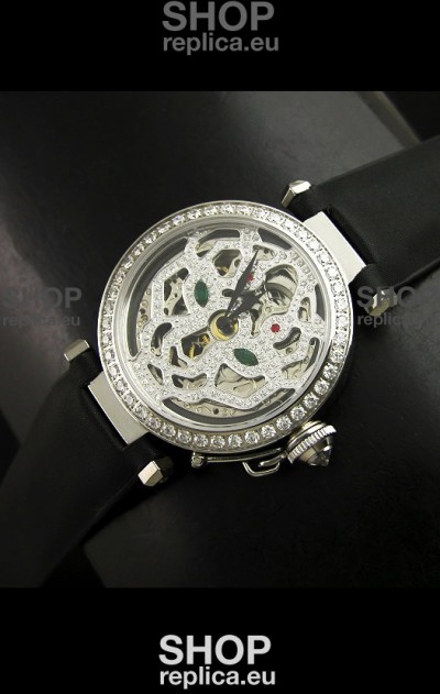 Cartier Pasha Ladies Replica Watch in Skelton Diamond Dial