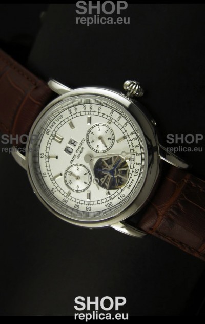 Patek Philippe Complications Tourbillon Japanese Replica Watch in Steel
