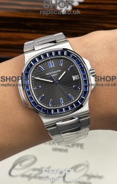 Patek Philippe Nautilus 5723 Black Dial Purple Rubies Super Clone Watch 