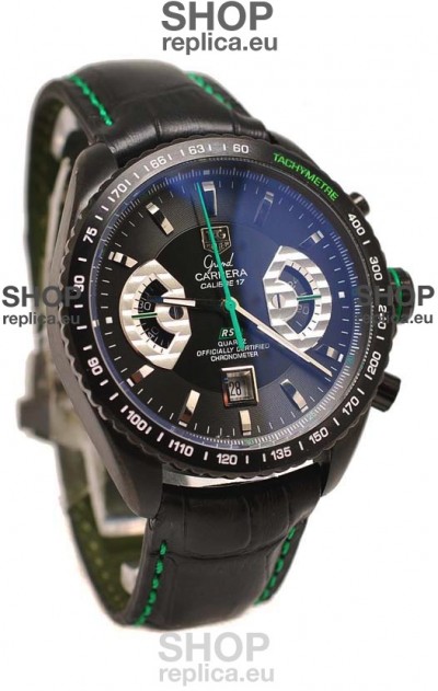 Tag Heuer Grand Carrera Japanese Replica PVD Watch in Black