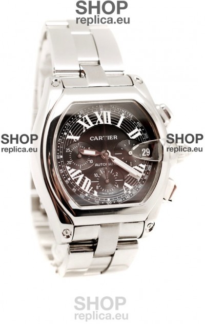Cartier Roadster Chronograph Swiss Replica Watch in Black Dial