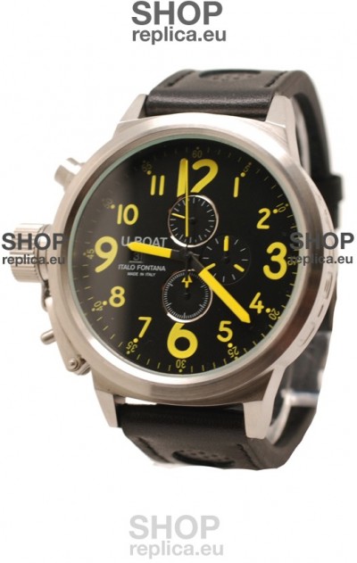 U-Boat Flightdeck Japanese Replica Watch in Black Dial