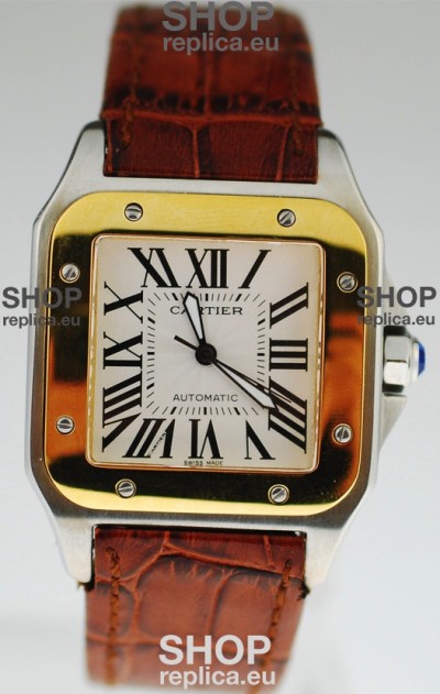 Cartier Santos 100 Swiss Replica Two Tone Watch