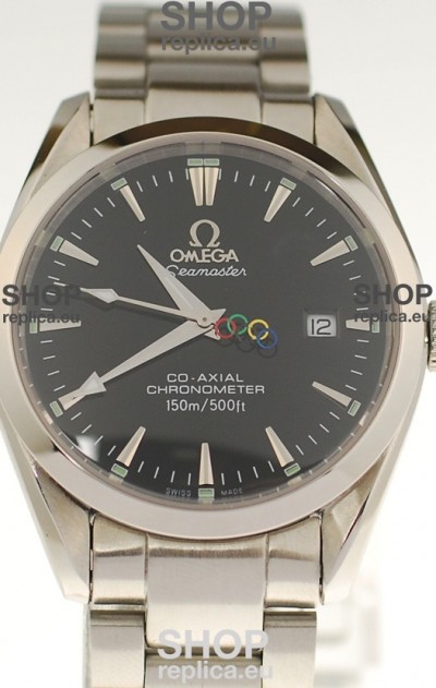 Omega SeaMaster CO AXIAL Swiss Replica Watch in Black Dial