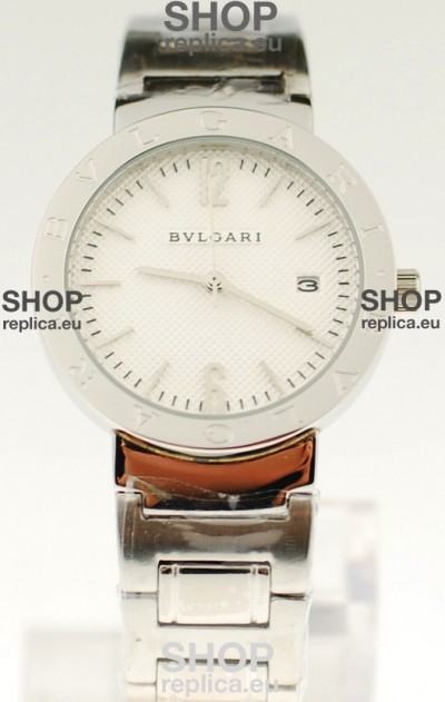 Bvlgari Quartz Japanese Steel Watch in White Dial