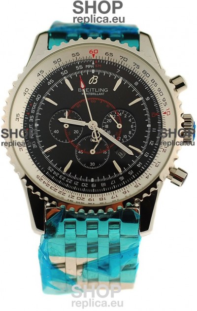 Breitling Montbrillant Japanese Replica Watch in Black Dial