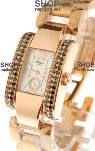 Chopard La Strada Swiss Ladies Replica Pink Gold Watch 