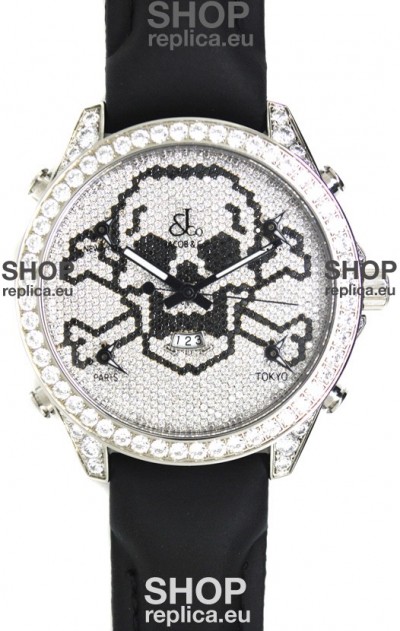 Jacob & Co. The Five Time Zone Skeleton Swiss Replica Watch in Diamonds