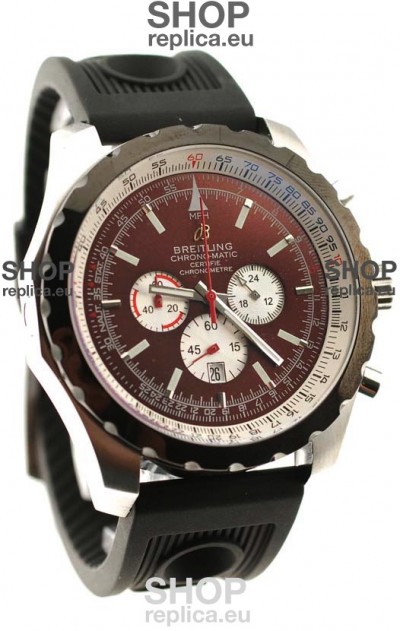 Breitling Chrono-Matic Chronometre Japanese Replica Watch in Maroon Dial