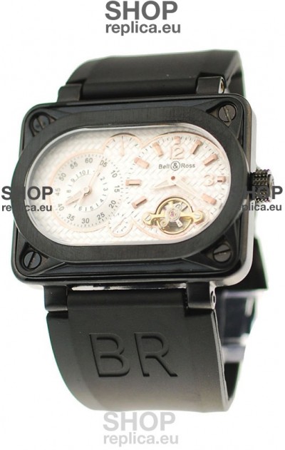 Bell and Ross BR Minuteur Tourbillon PVD Japanese Watch in White Dial