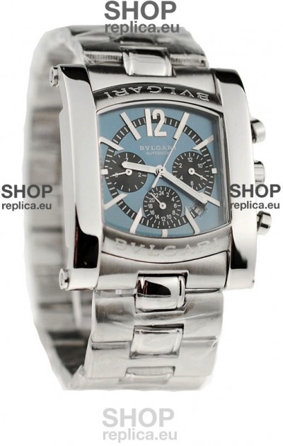Bvlgari Assioma Chrongraph Japanese Replica Watch in Blue Dial