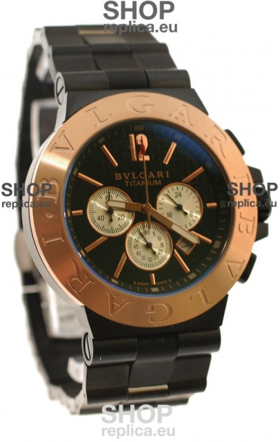 Bvlgari Diagono Mens Scuba japanese Replica PVD Watch