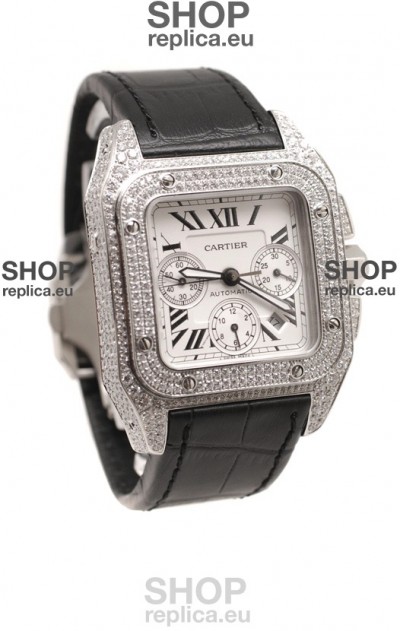 Cartier Santos 100 Swiss Replica Watch with Two Tone Casing 