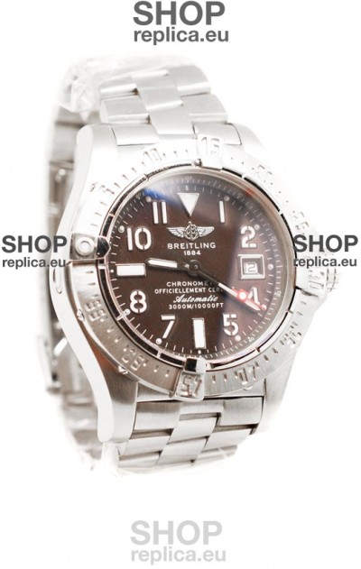 Breitling Chronograph Chronometre Swiss Replica Watch in Brown Dial