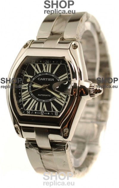 Cartier Roadster Swiss Replica GMT Watch in Black Dial
