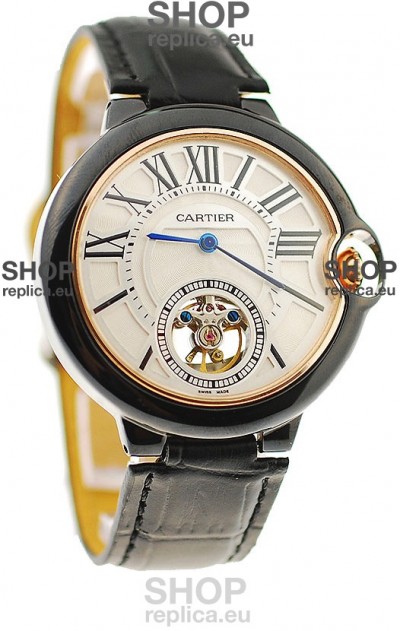 Ballon Bleu De Cartier flying Tourbillon Japanese Replica Watch in White Face