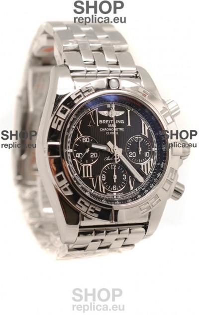Breitling Chronograph Chronometre Swiss Replica Watch in Black Dial