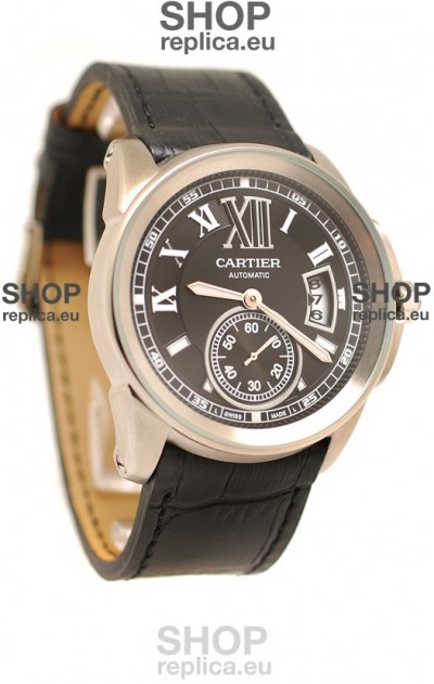 Calibre de Cartier Japanese Replica Watch in Black Dial
