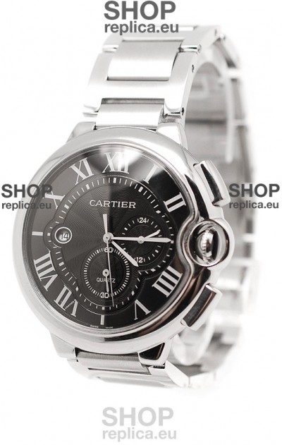 Ballon De Cartier Chronograph Swiss Replica Watch in Black Dial